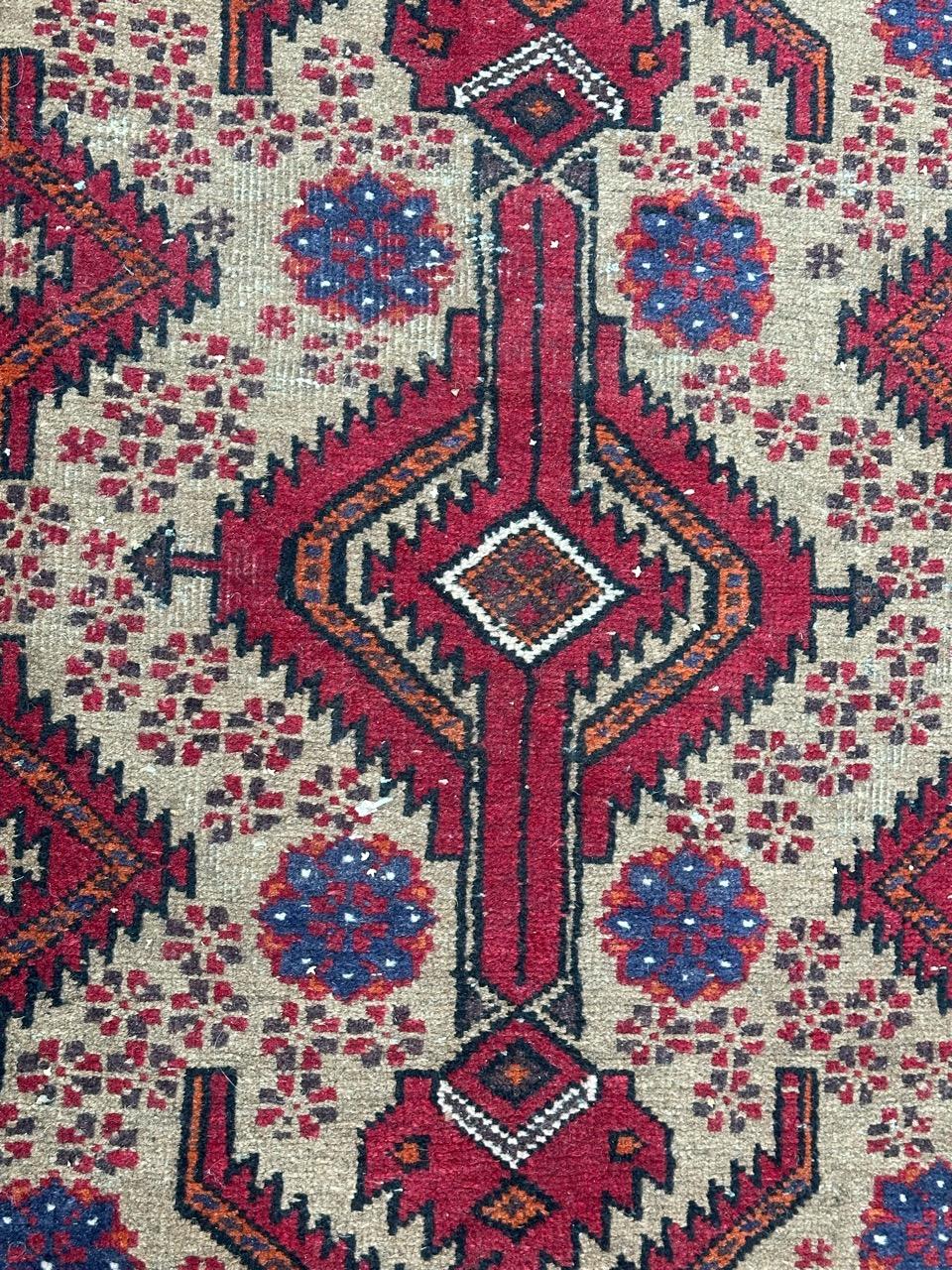 Pretty vintage tribal Baluch rug For Sale 3