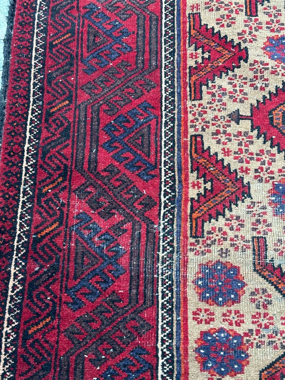 Pretty vintage tribal Baluch rug For Sale 5