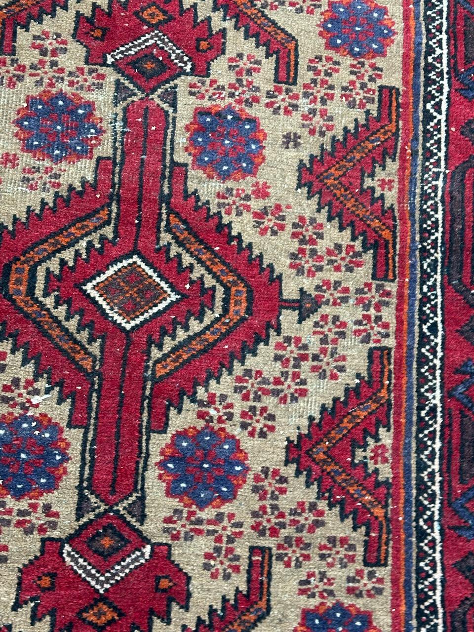 Pretty vintage tribal Baluch rug For Sale 7