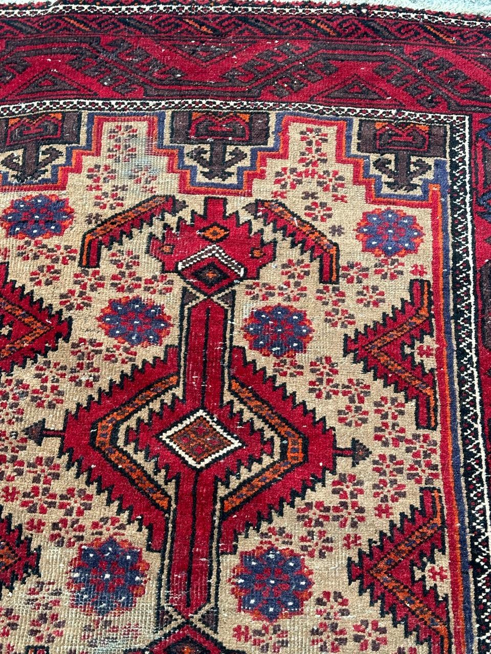 Pretty vintage tribal Baluch rug For Sale 9