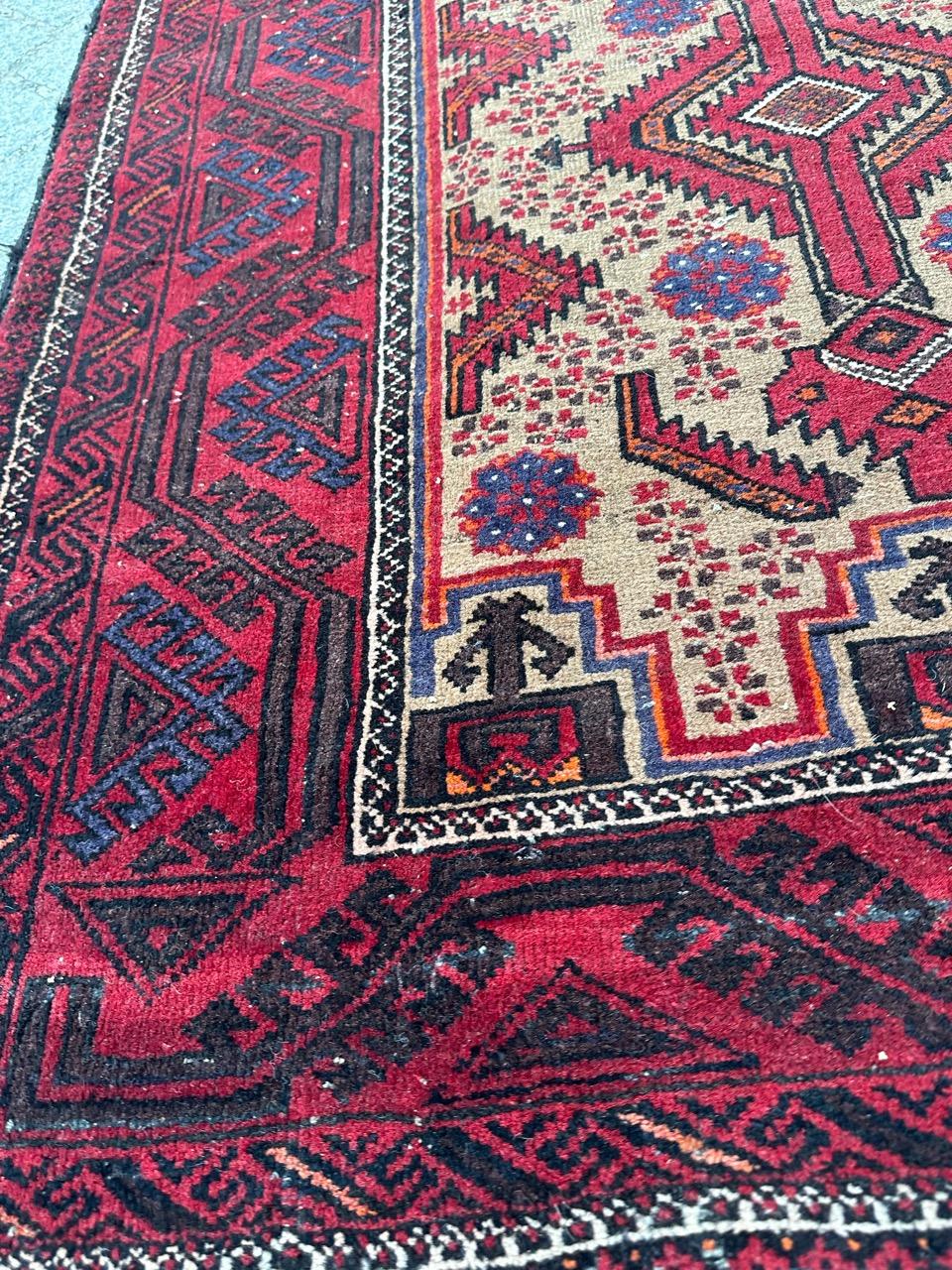 Pretty vintage tribal Baluch rug For Sale 10