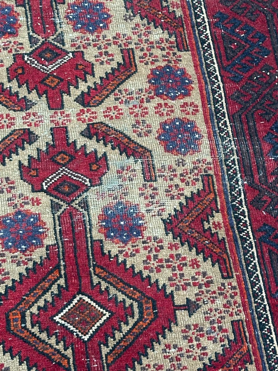 Pretty vintage tribal Baluch rug For Sale 11