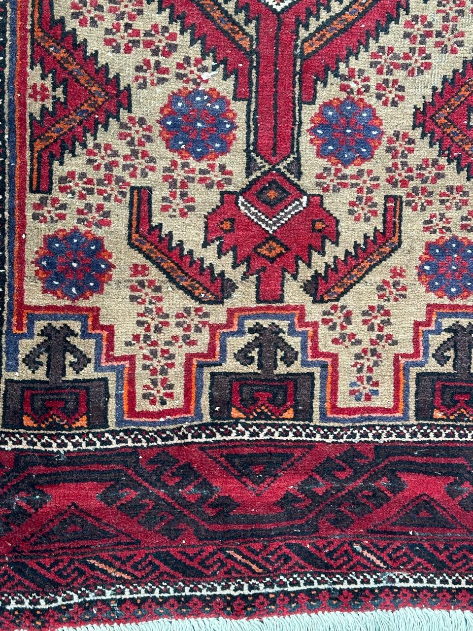 Pretty vintage tribal Baluch rug For Sale 1