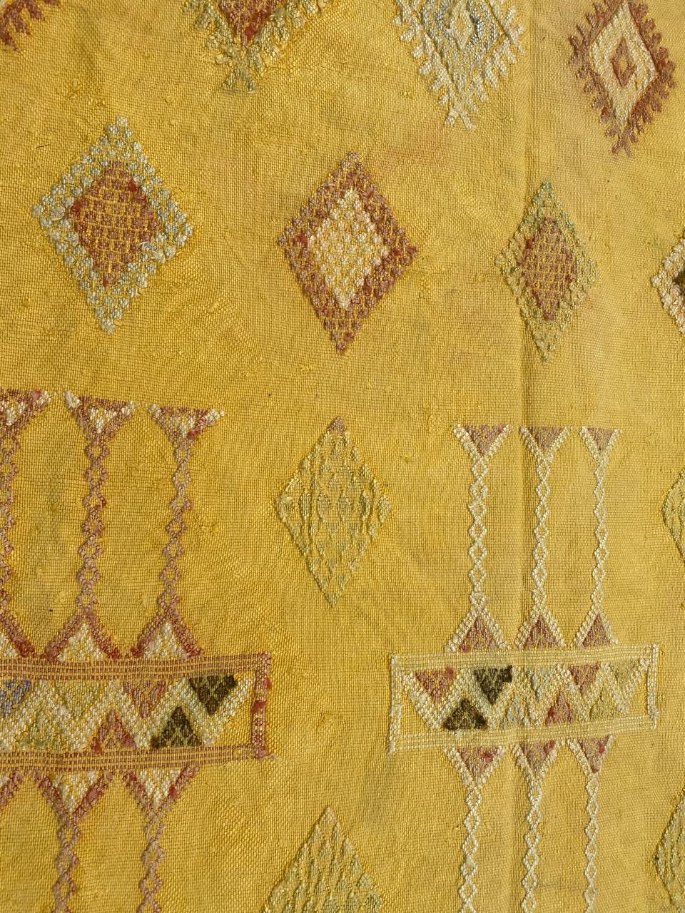 Pretty Vintage Tribal Silk Moroccan Kilim For Sale 8