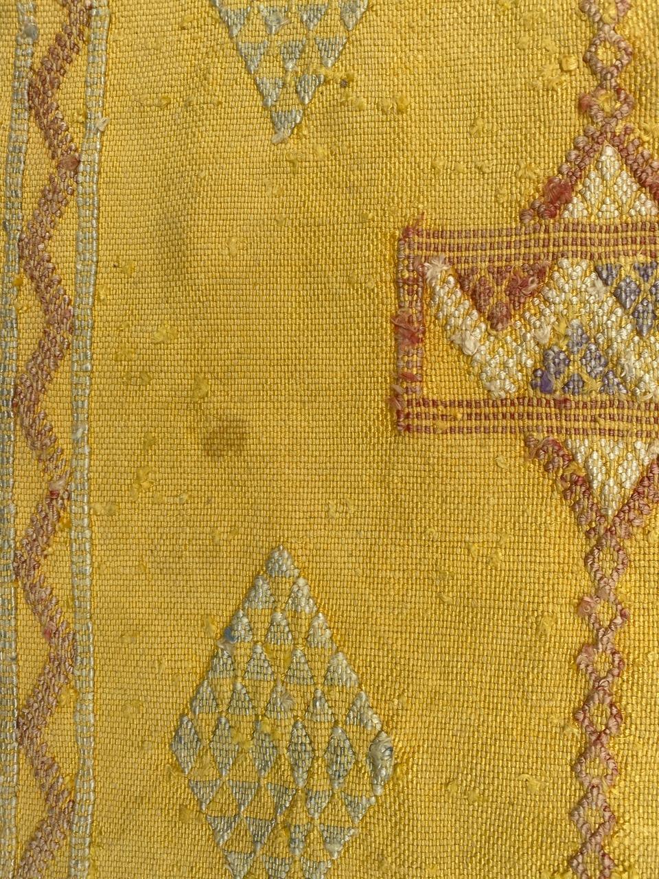 Pretty Vintage Tribal Silk Moroccan Kilim For Sale 9