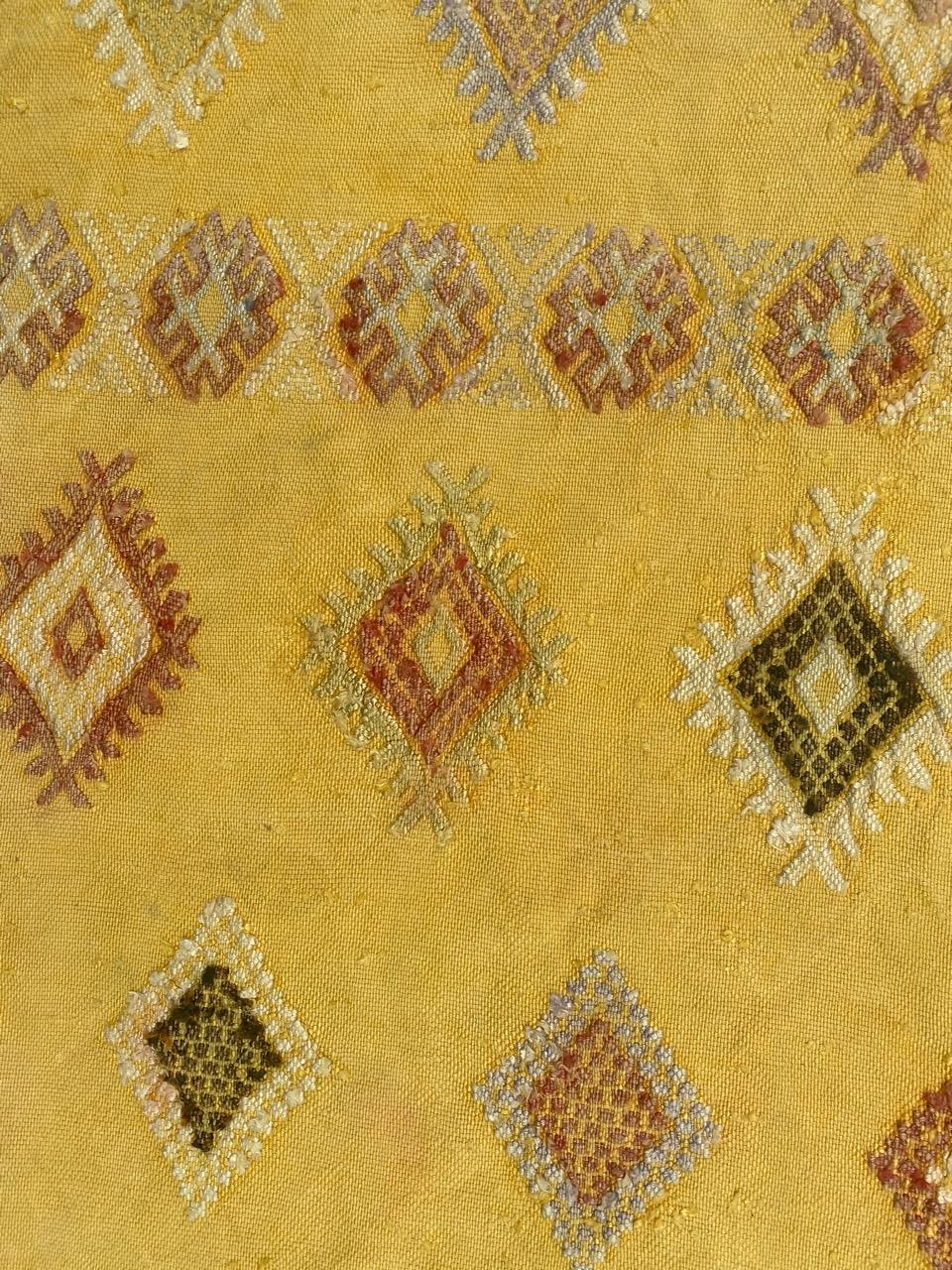 Pretty Vintage Tribal Silk Moroccan Kilim For Sale 2