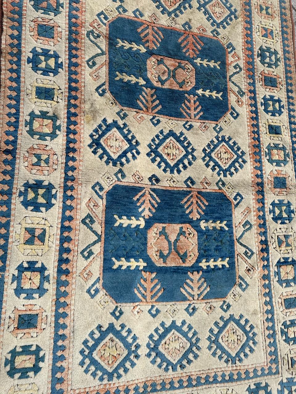 Bobyrug’s Pretty vintage Turkish Kars rug For Sale 3