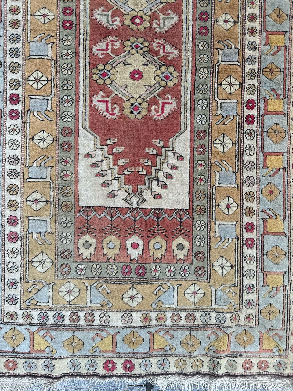 Hand-Knotted Bobyrug’s Pretty vintage Turkish Kars rug  For Sale