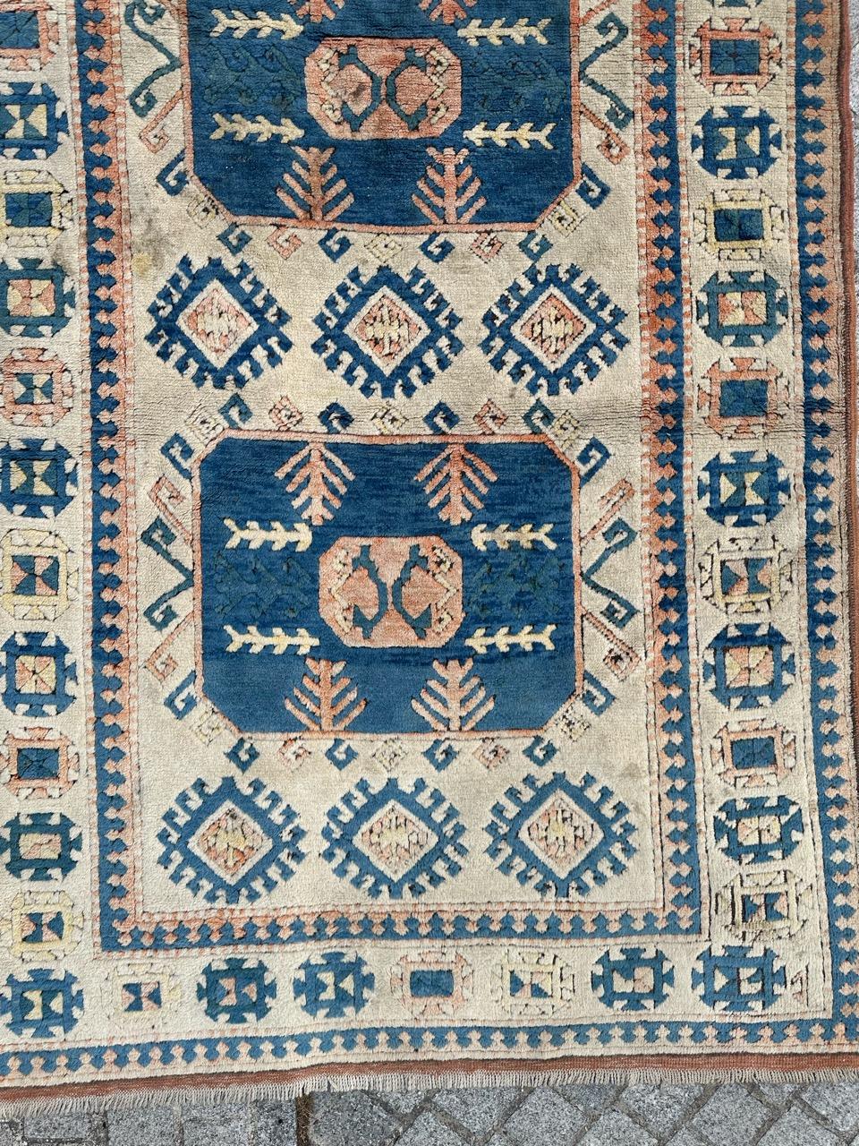 Hand-Knotted Bobyrug’s Pretty vintage Turkish Kars rug  For Sale