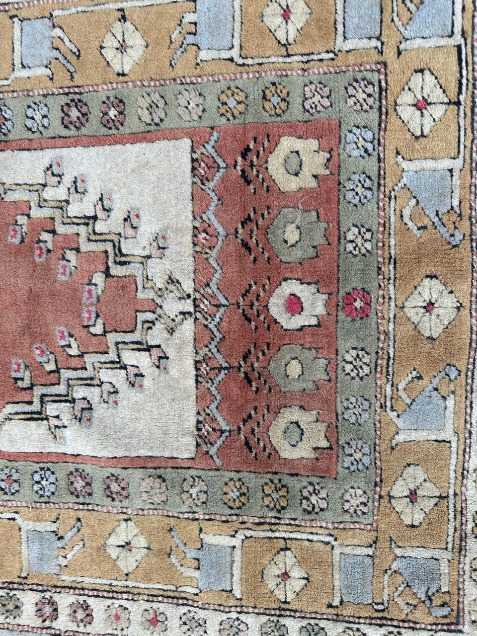 20th Century Bobyrug’s Pretty vintage Turkish Kars rug  For Sale