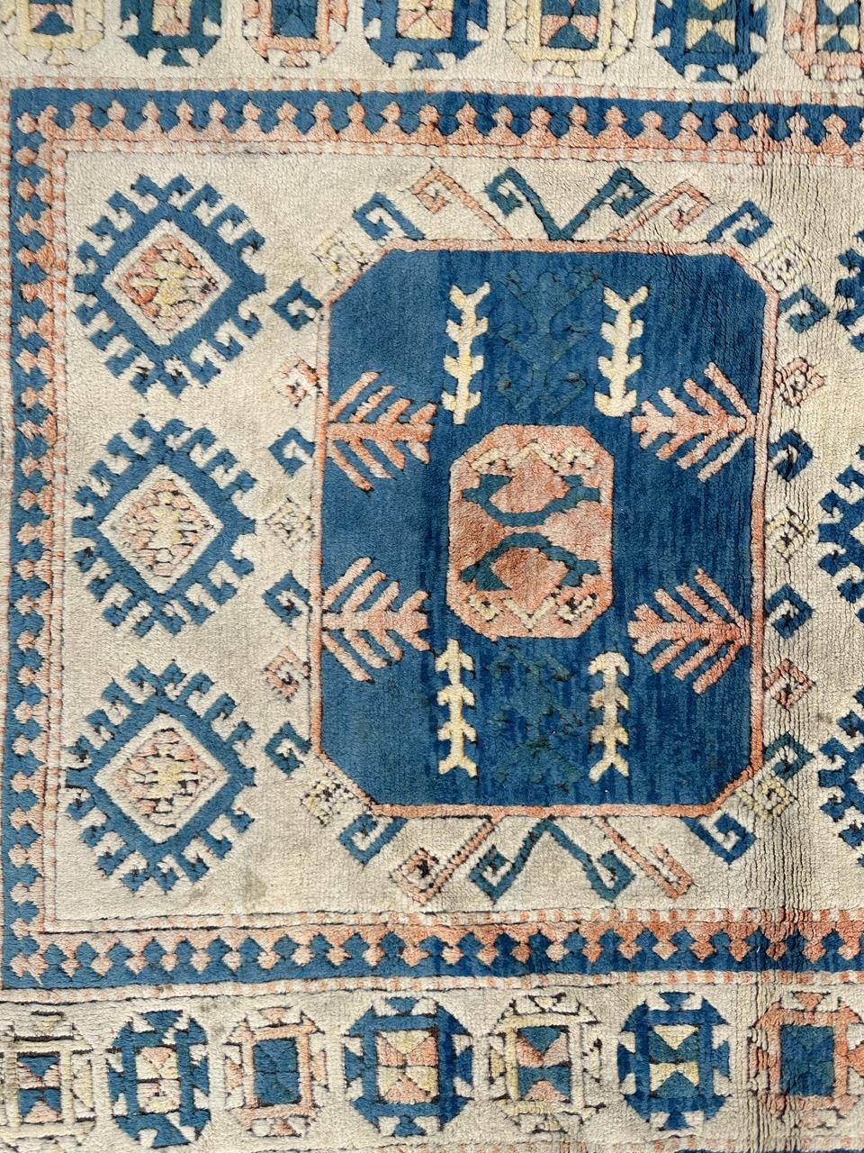 20th Century Bobyrug’s Pretty vintage Turkish Kars rug For Sale