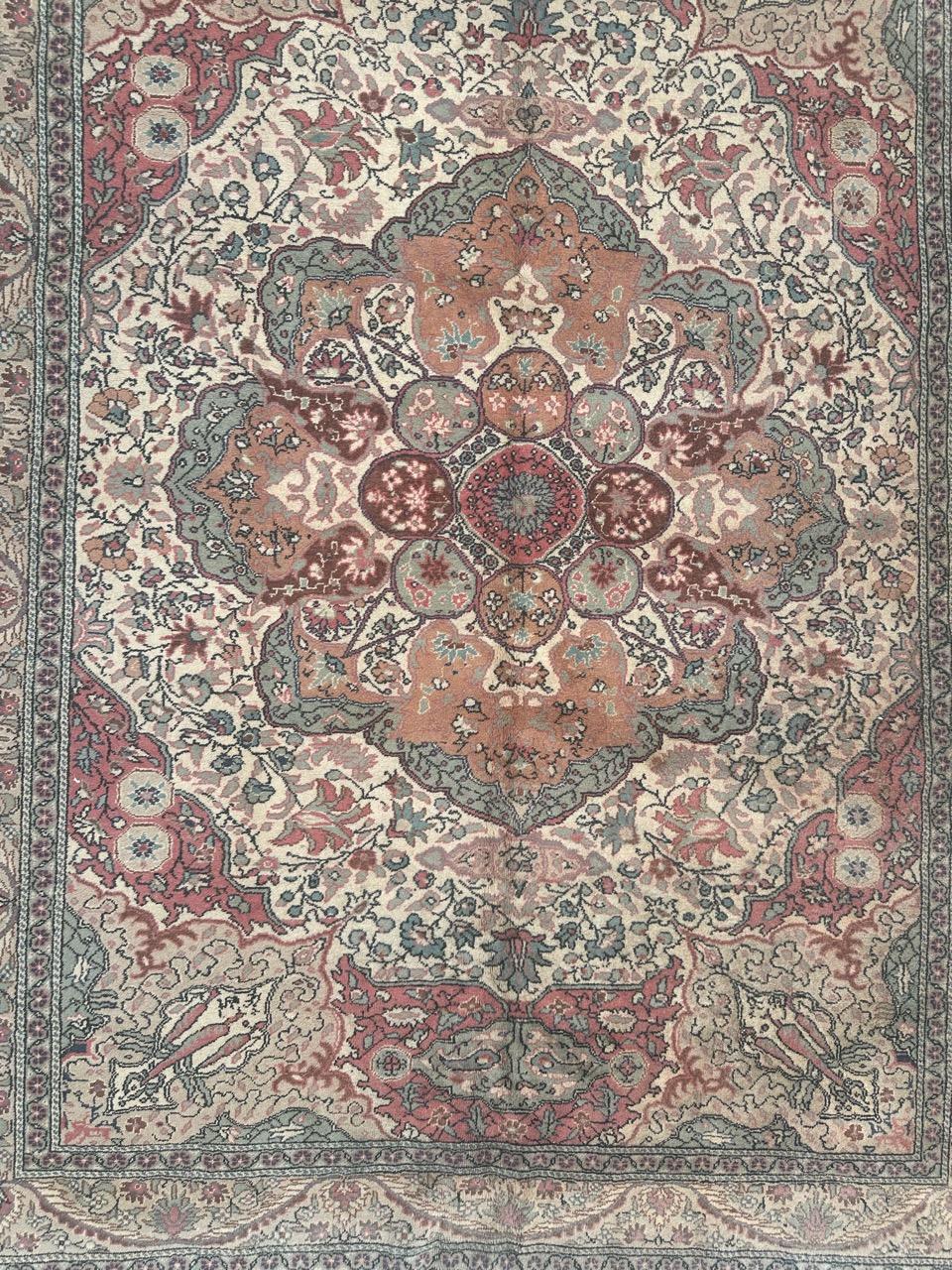 Tabriz Pretty vintage Turkish Kayseri rug For Sale