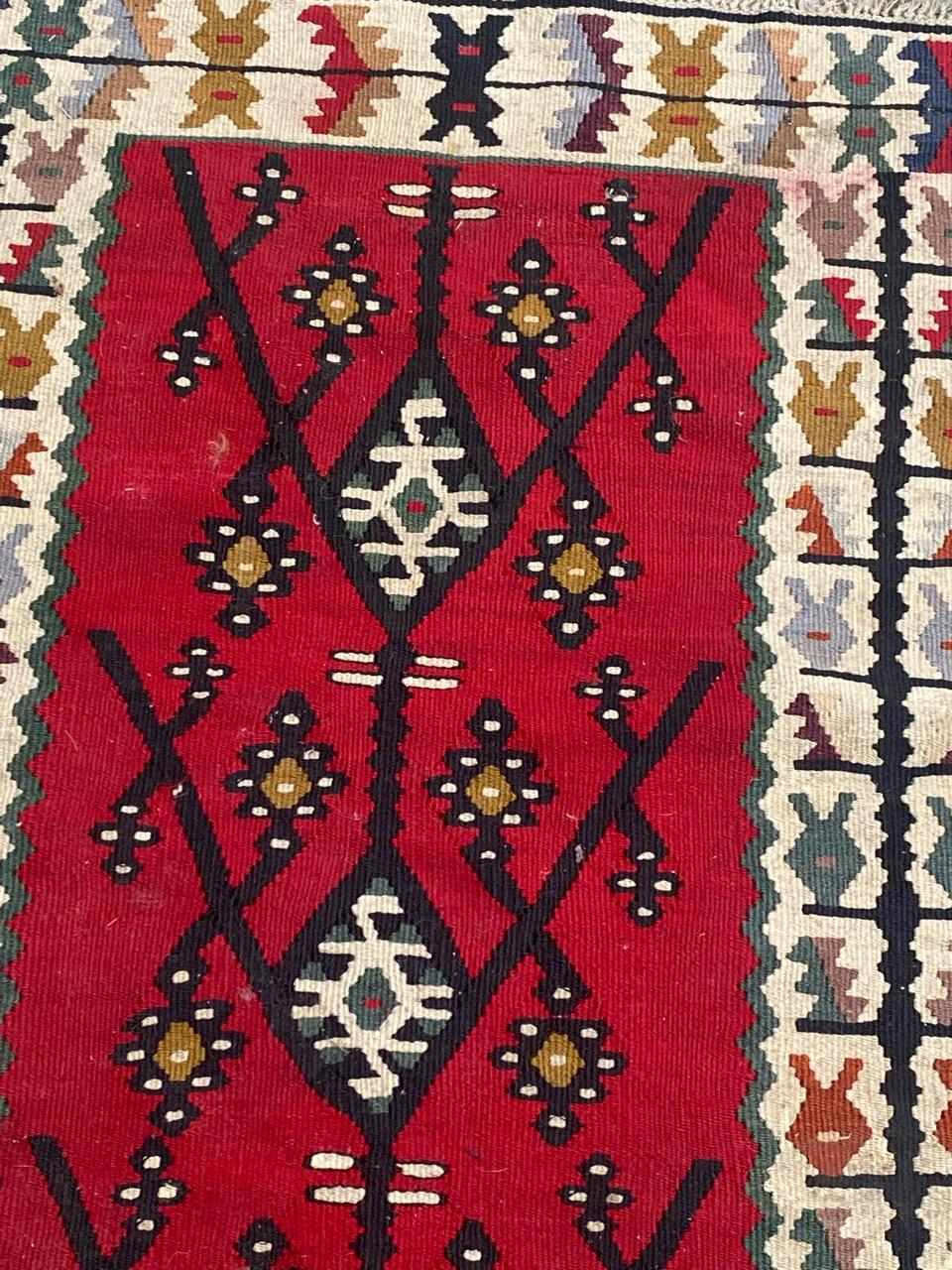Wool Bobyrug’s Pretty Vintage Turkish Kilim For Sale