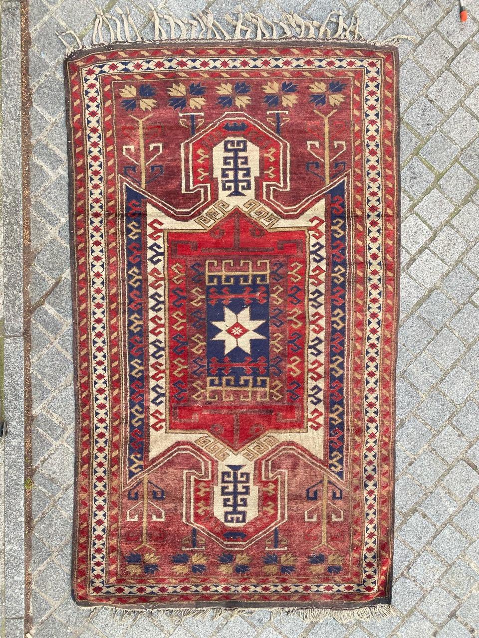 Nice mid-century Turkish Anatolian rug with beautiful Kazak design and nice colors, entirely hand knotted with wool velvet on wool foundation.

✨✨✨

