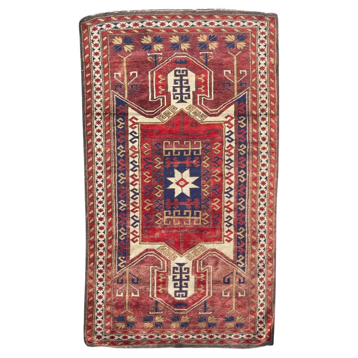Bobyrug's Hübscher Türkischer Vintage-Teppich