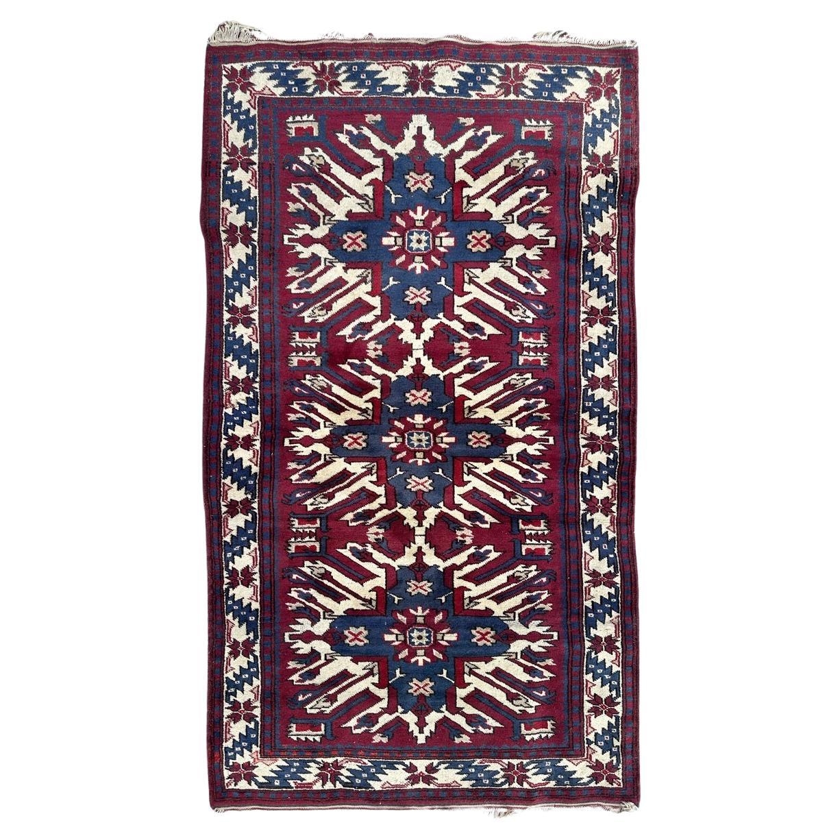 Pretty vintage Turkish rug Kazak design