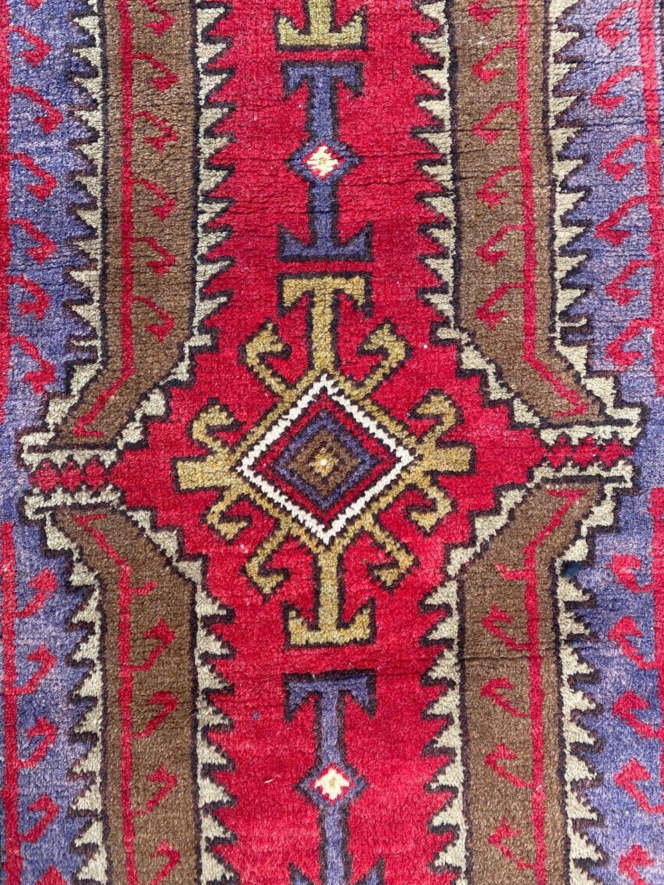 Tribal Bobyrug’s Pretty Vintage Turkish Yastik Rug For Sale