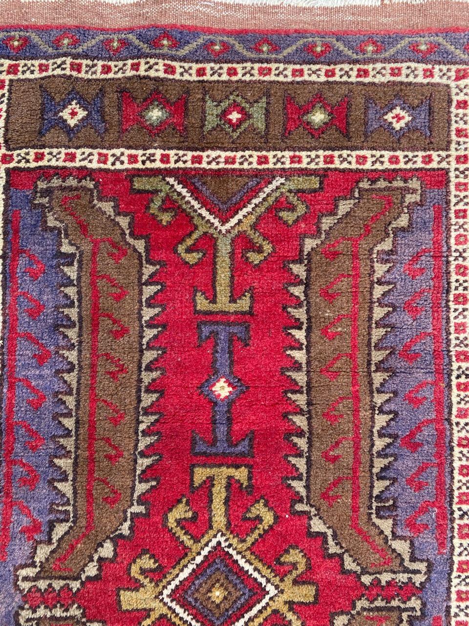 Hand-Knotted Bobyrug’s Pretty Vintage Turkish Yastik Rug For Sale