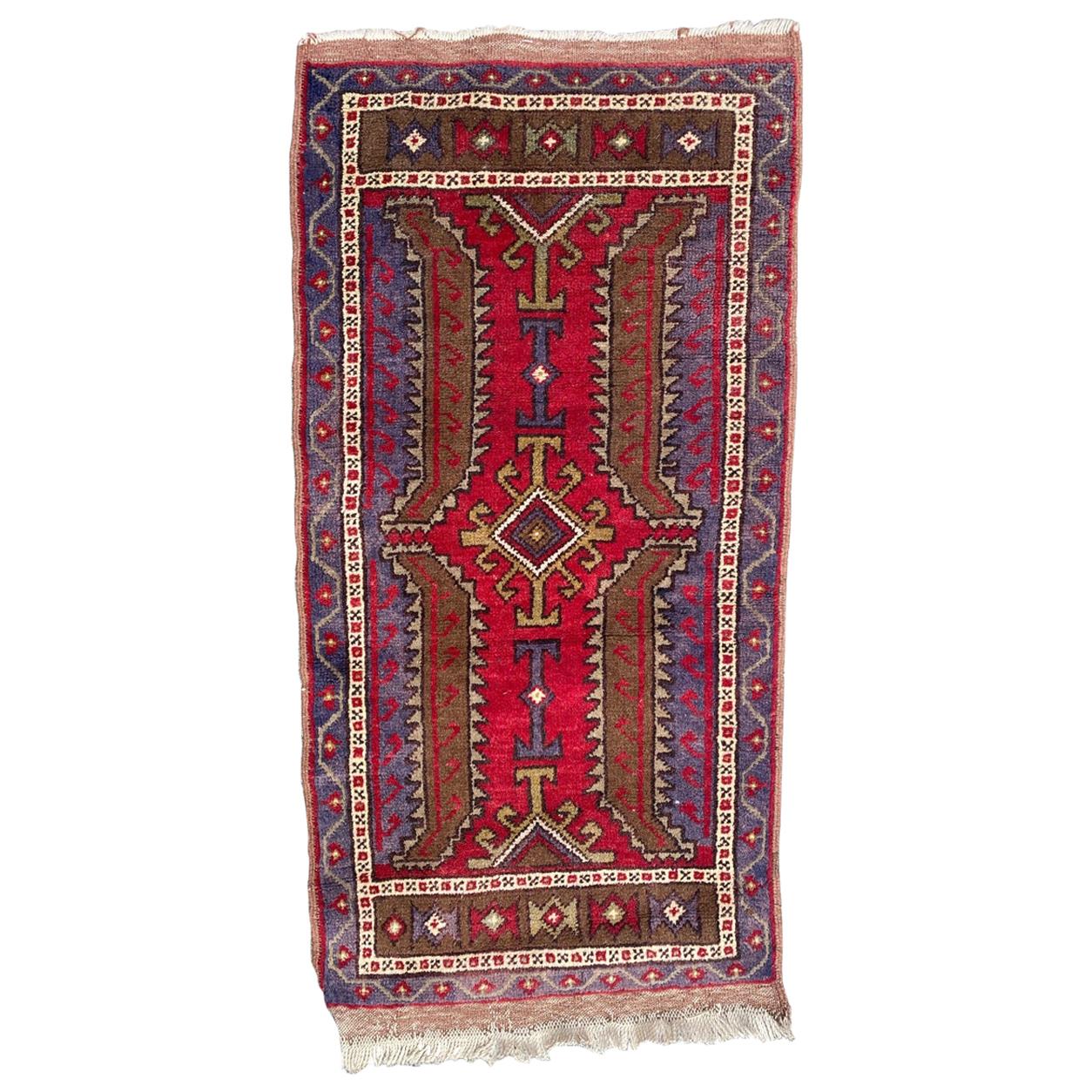 Bobyrug’s Pretty Vintage Turkish Yastik Rug