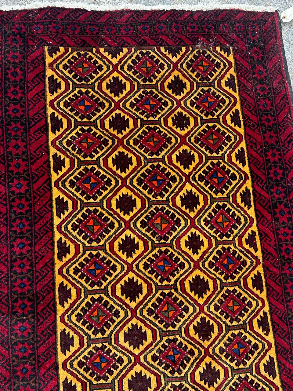 Tribal Pretty vintage Turkmen Baluch rug For Sale
