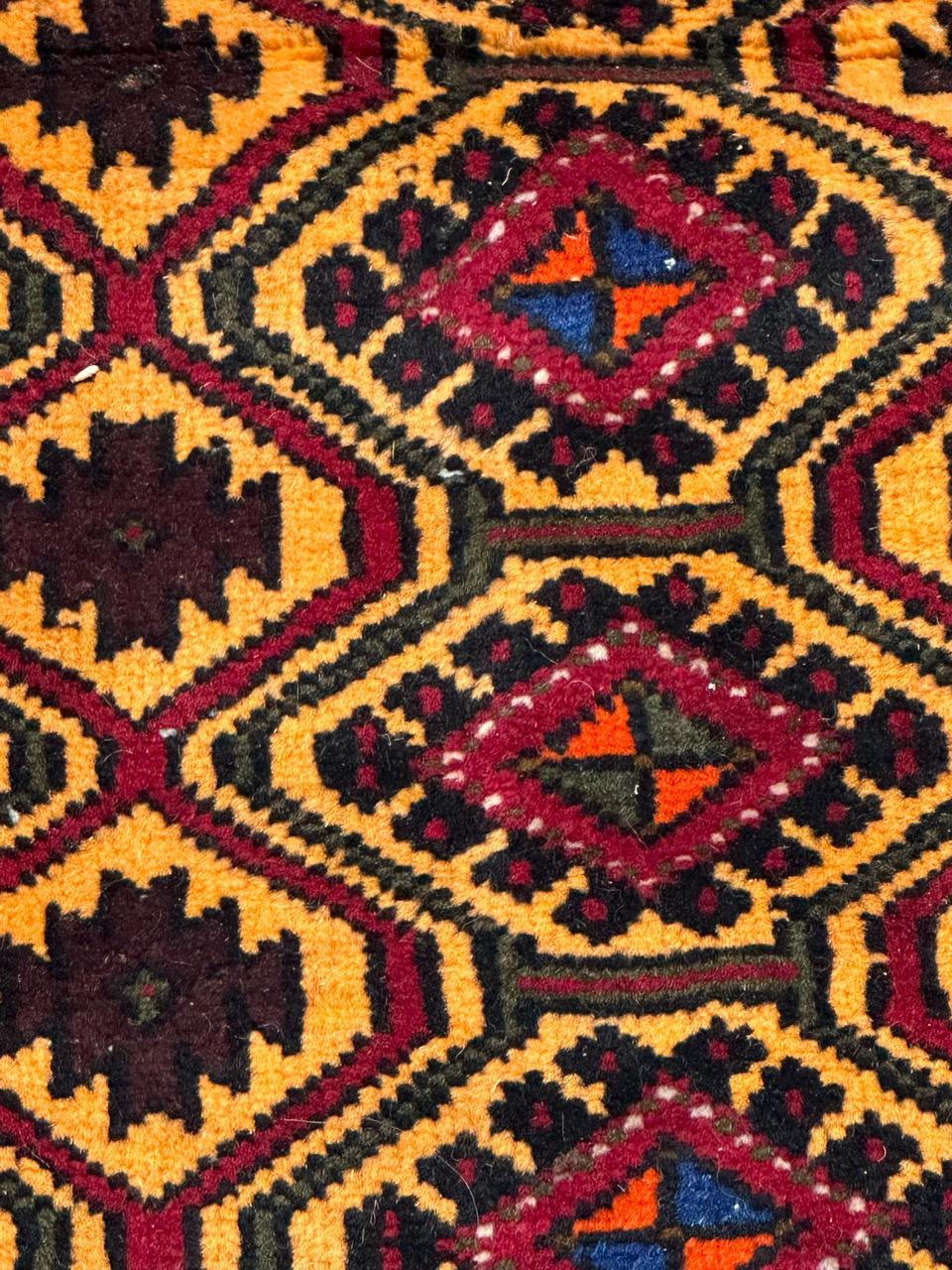 Hand-Knotted Pretty vintage Turkmen Baluch rug For Sale