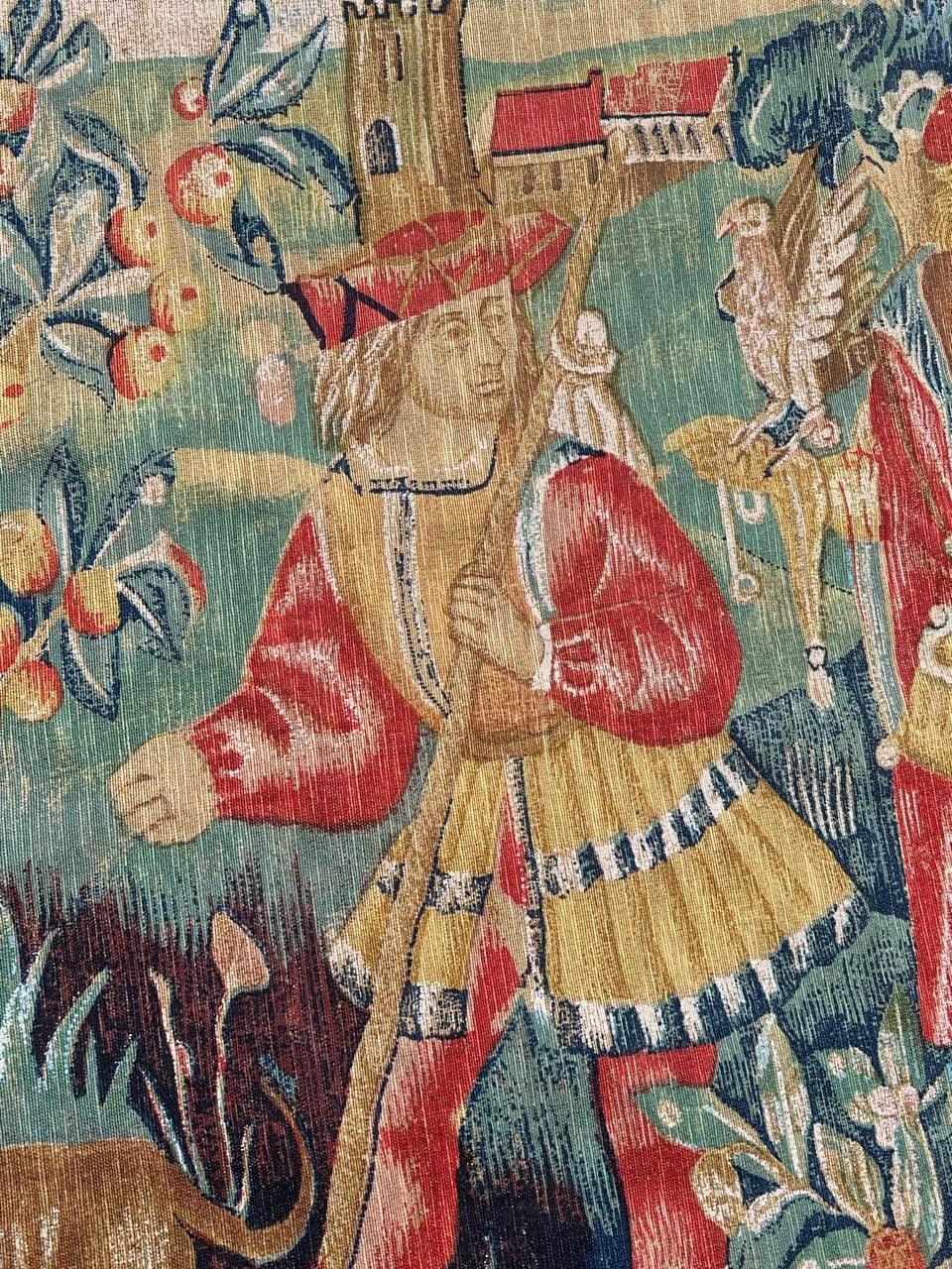 Hübscher breiter französischer Siebdruck-Wandteppich im Vintage-Stil, von Hand gedruckt.  