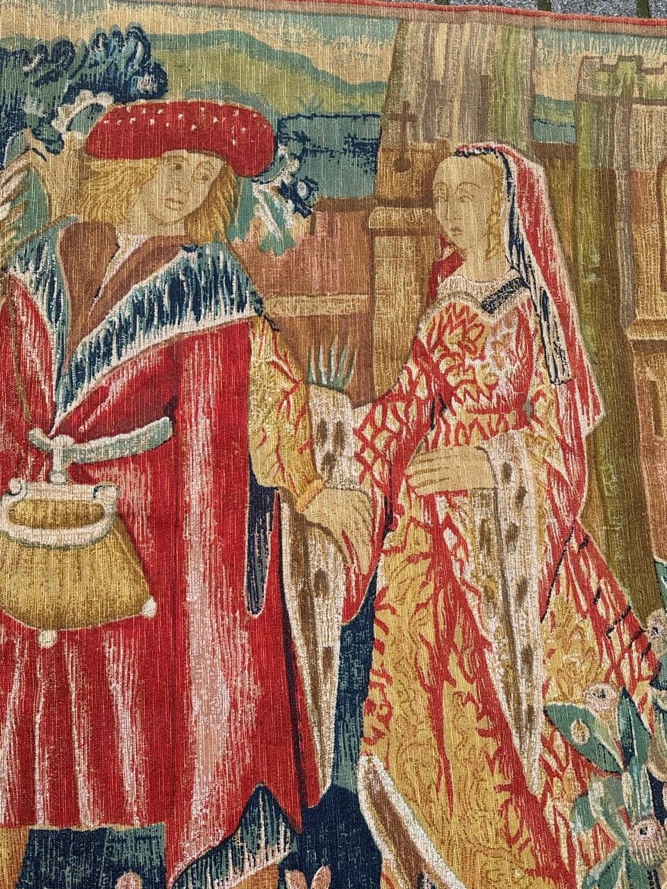 Hübscher breiter französischer Siebdruck-Wandteppich im Vintage-Stil, von Hand gedruckt.  