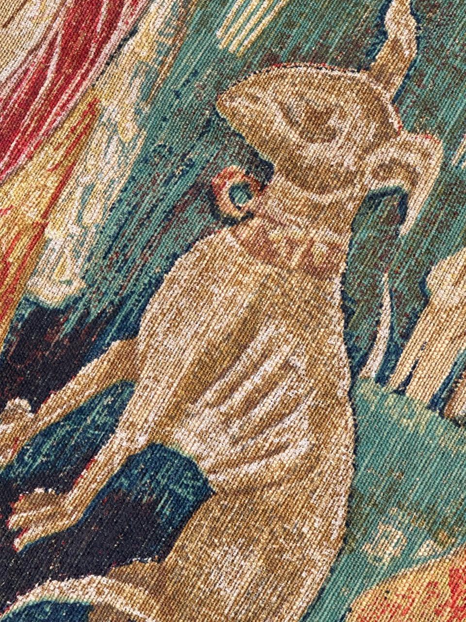 Hübscher breiter französischer Siebdruck-Wandteppich im Vintage-Stil, von Hand gedruckt.  