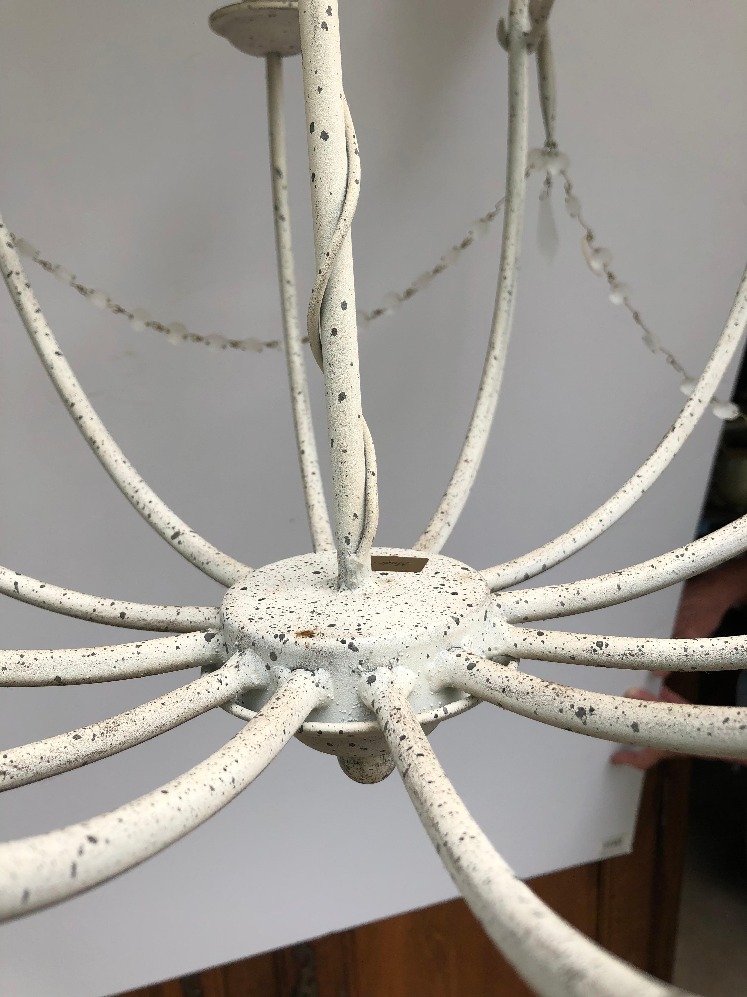Italian Pretty Whitewashed Iron French Country Chandelier