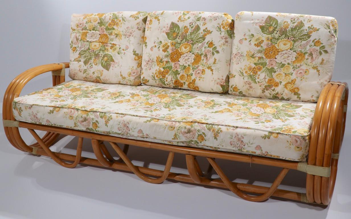 20th Century Pretzel Arm Bamboo Sofa