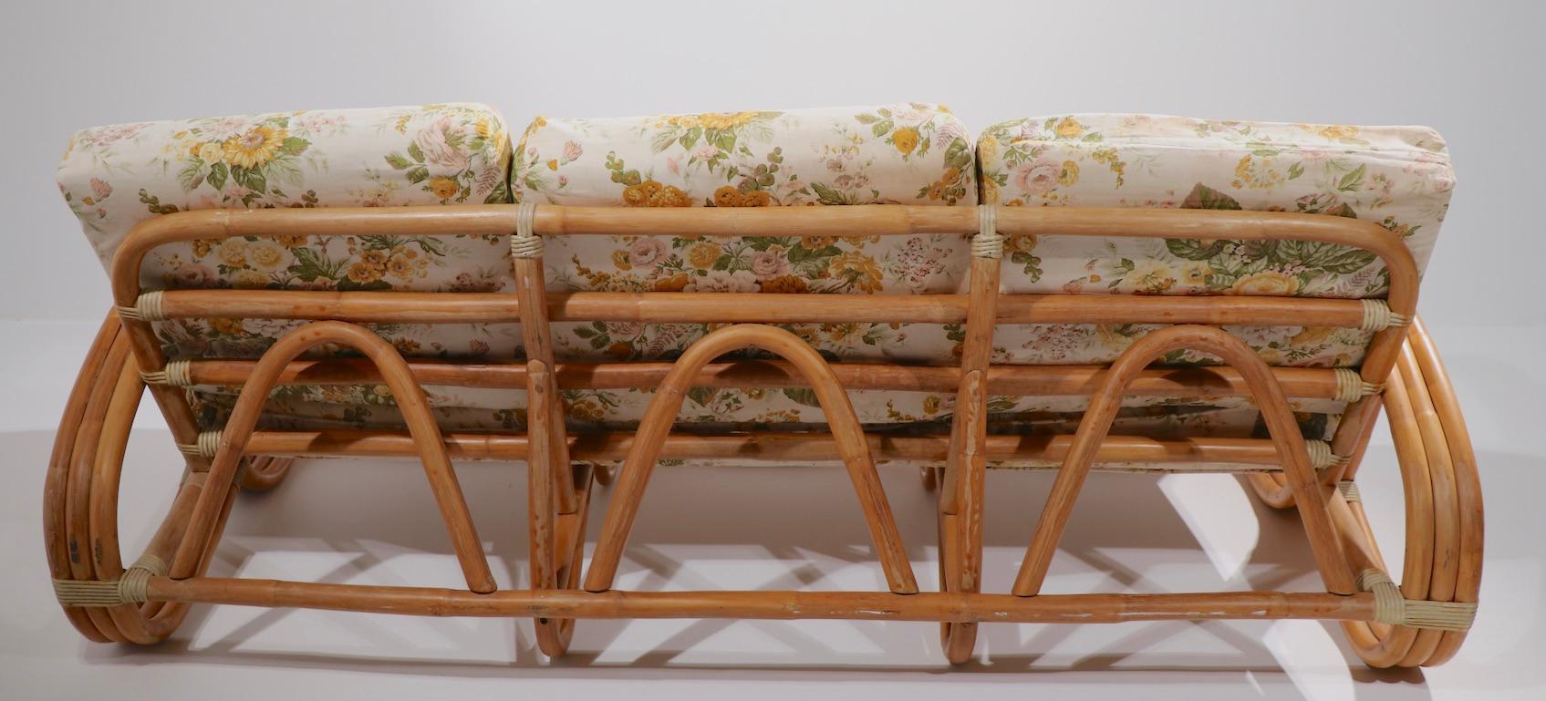 Upholstery Pretzel Arm Bamboo Sofa