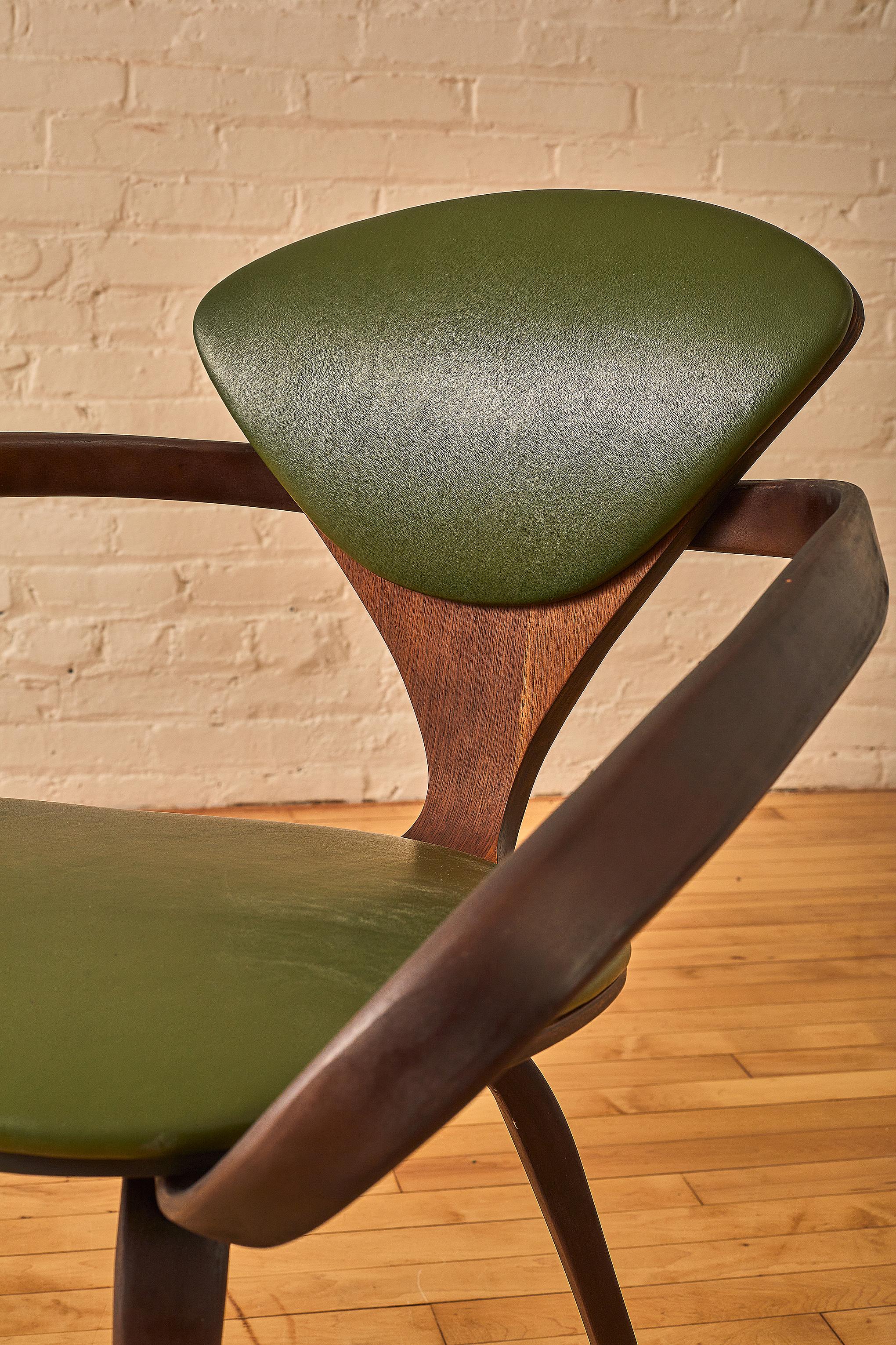 Leather Pretzel Armchair by Norman Cherner