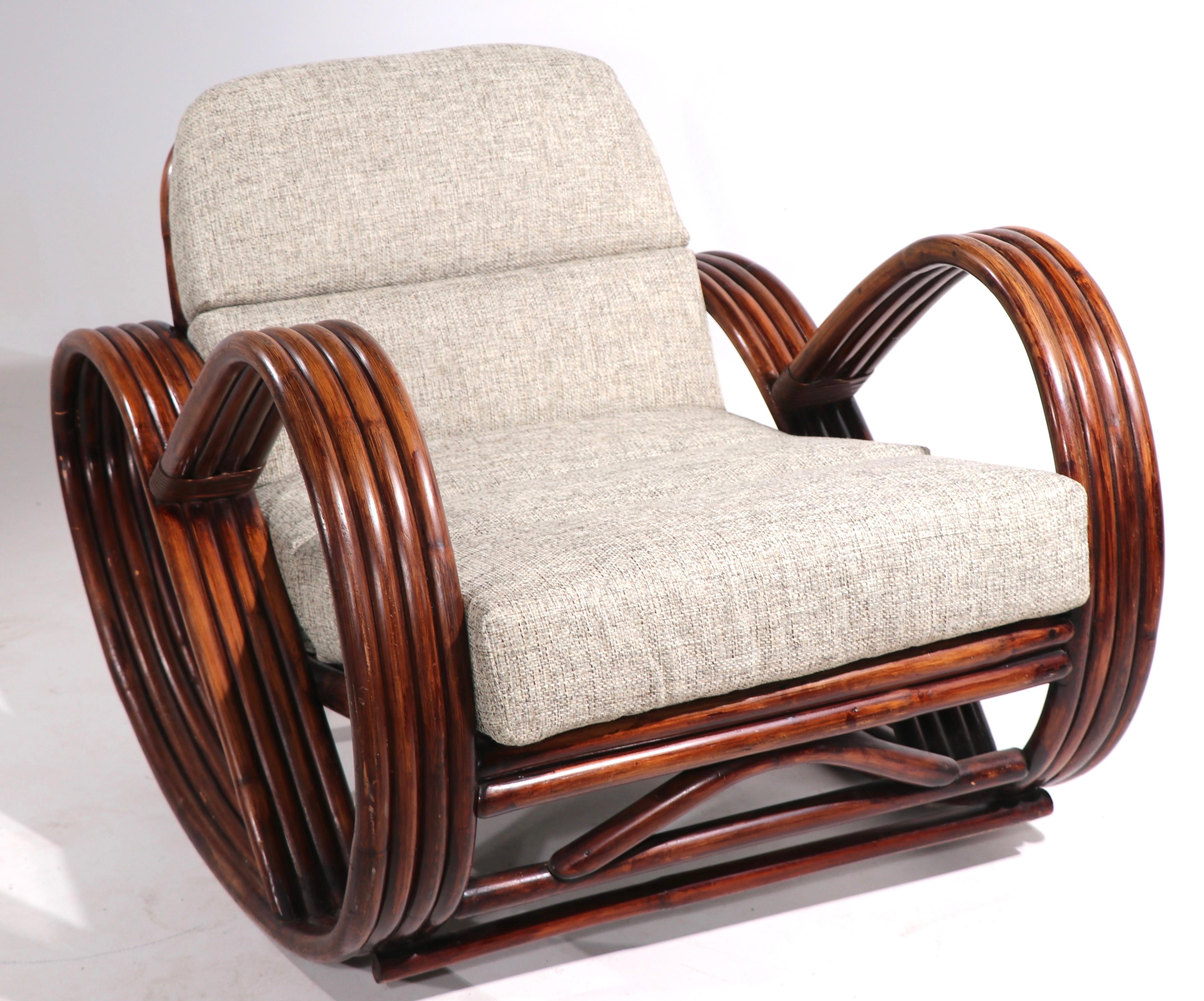 Mid-Century Modern Pretzel Bamboo Rocking Chair after Frankl