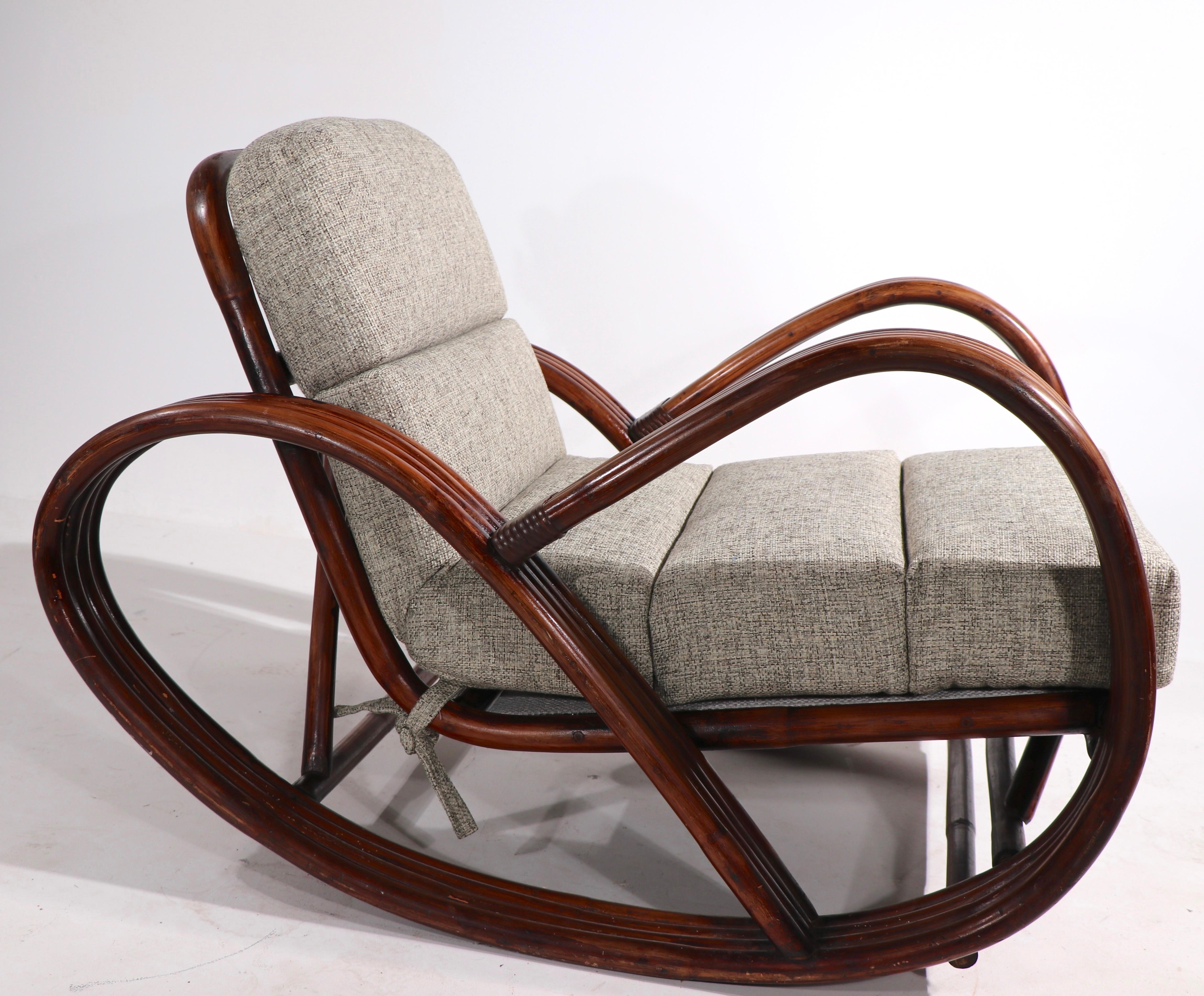 Pretzel Bamboo Rocking Chair after Frankl In Good Condition In New York, NY
