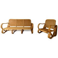 Pretzel Bamboo Sofa, Paul Frankl Style Ficks Reed