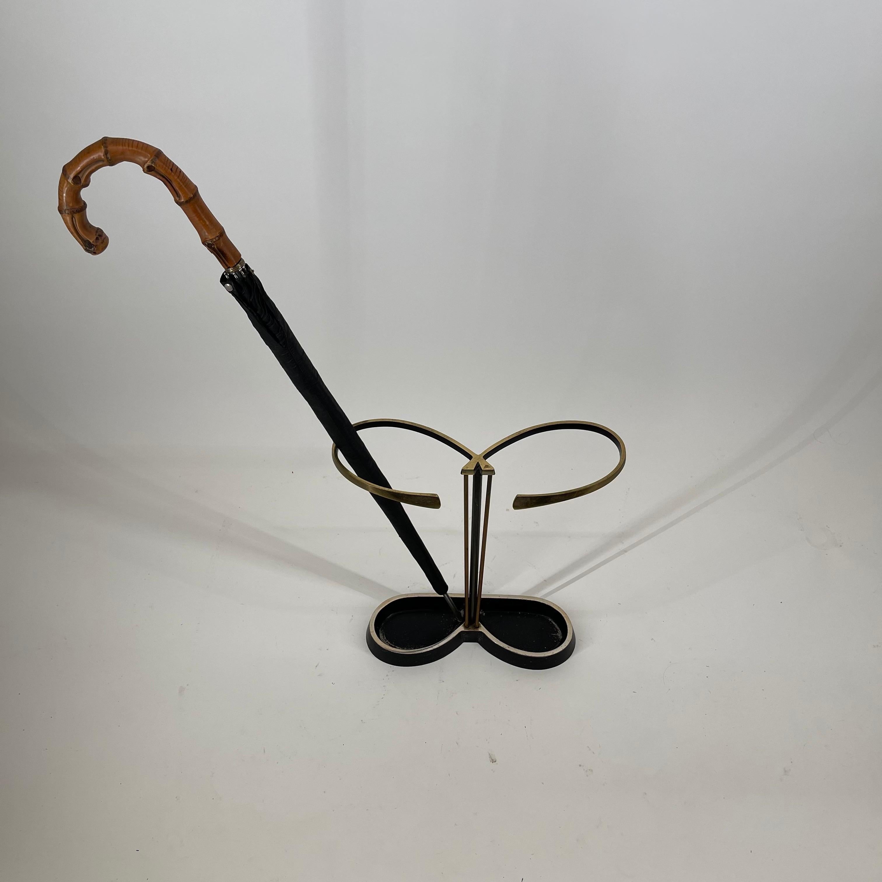 Pretzel Modernist Umbrella Stand Brass, Austria 1950s For Sale 4