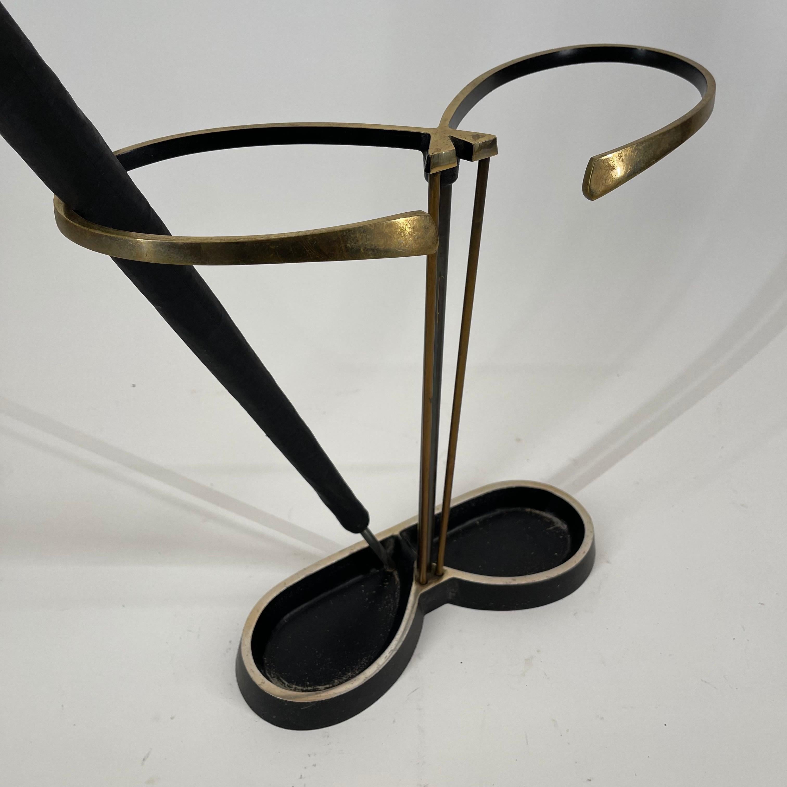 Pretzel Modernist Umbrella Stand Brass, Austria 1950s For Sale 9