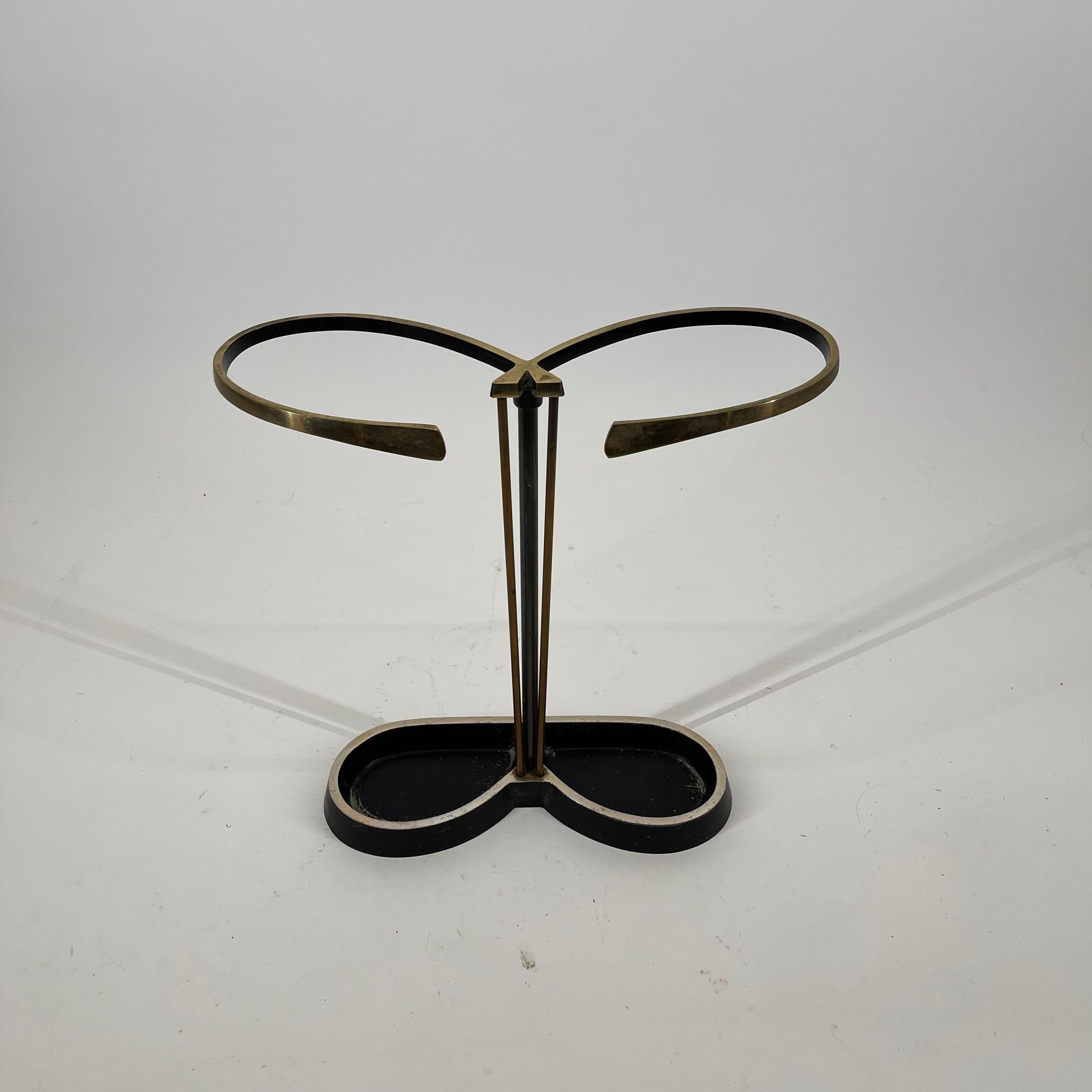 Mid-Century Modern Pretzel Modernist Umbrella Stand Brass, Austria 1950s For Sale