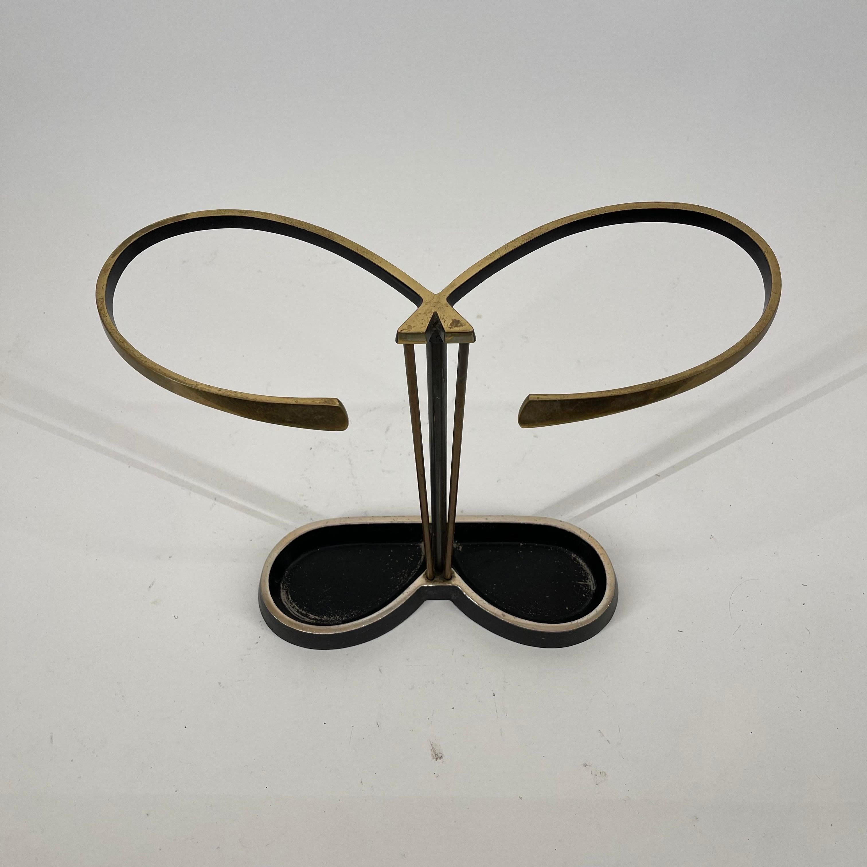 Pretzel Modernist Umbrella Stand Brass, Austria 1950s In Good Condition For Sale In Vienna, AT