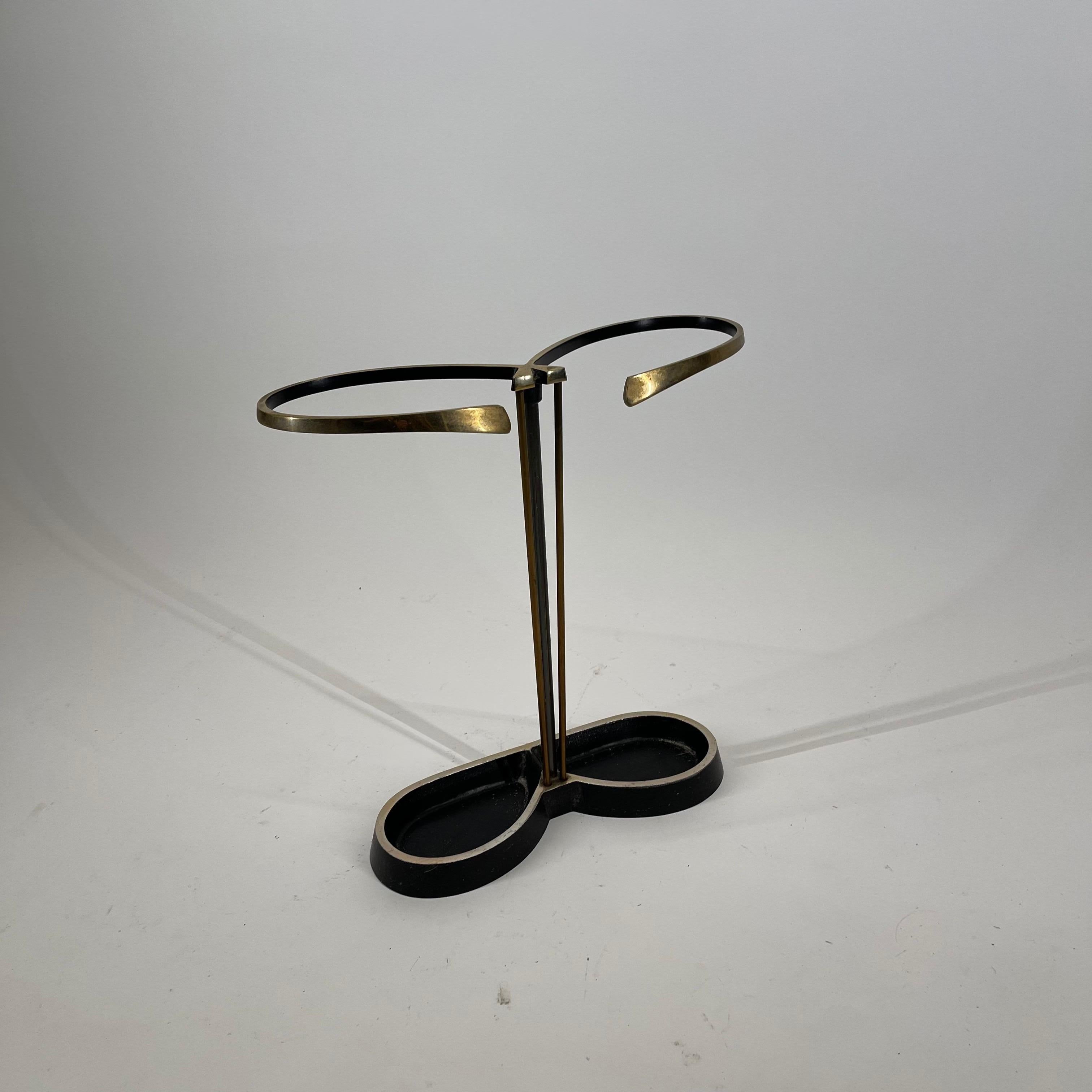 Mid-20th Century Pretzel Modernist Umbrella Stand Brass, Austria 1950s For Sale