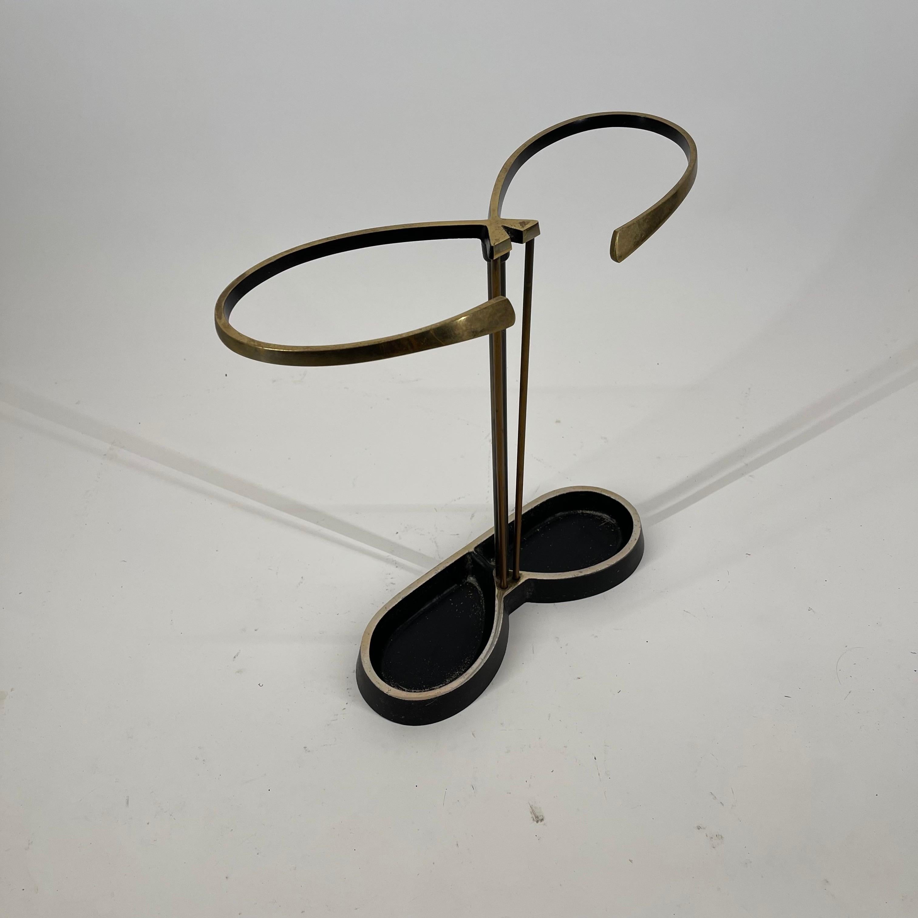 Pretzel Modernist Umbrella Stand Brass, Austria 1950s For Sale 1