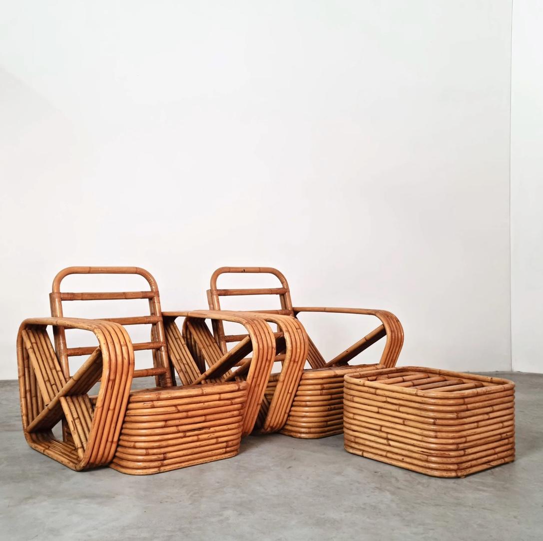 Bamboo Pretzel Strand Club Chair by Paul Frankl, 1940s For Sale