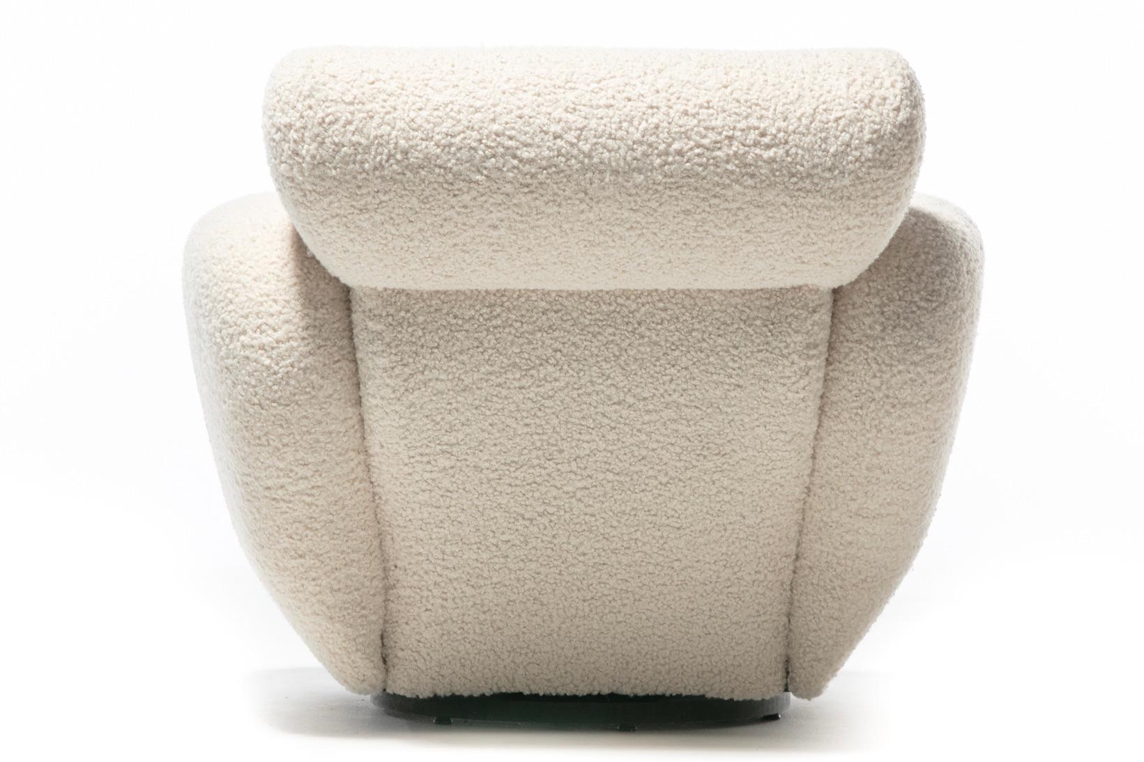 Preview Post Sillones giratorios modernos de bouclé blanco marfil supersuave C.1990 en venta 8