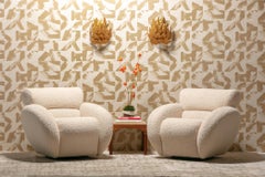 Preview Post Modern Swivel Lounge Chairs in Super Soft Ivory White Bouclé C.1990