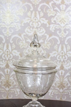 Prewar Crystal Bonbonniere Decorated with Floral Motifs