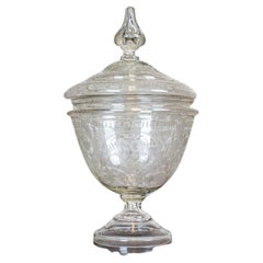 Prewar Crystal Bonbonniere Decorated with Floral Motifs