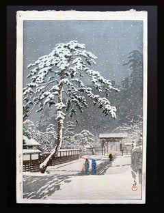 Prewar Edition Japanese Woodblock Print Honmon-ji Temple Ikegami Kawase Hasui