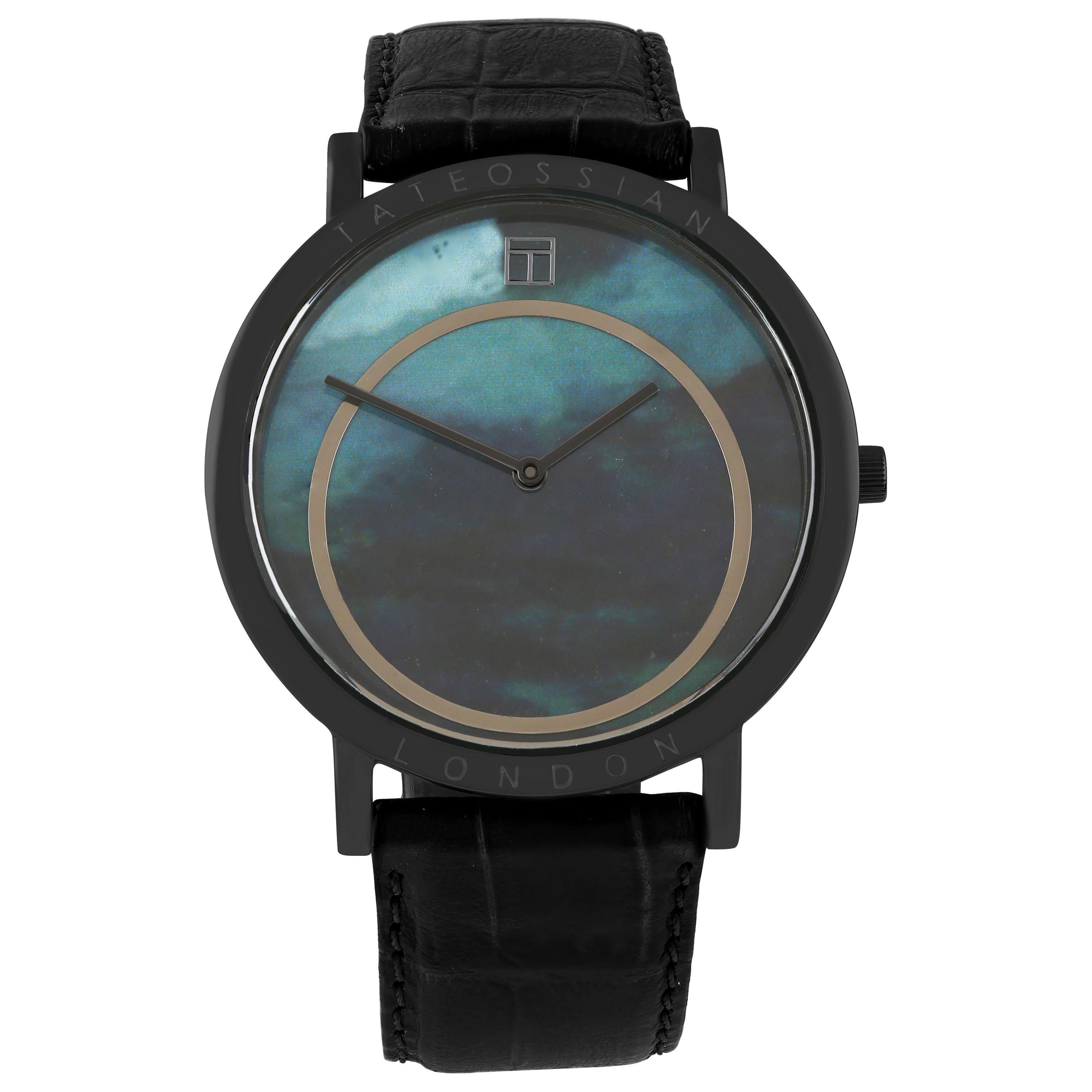  Prezioso Black IP and Black Mother of Pearl Watch For Sale