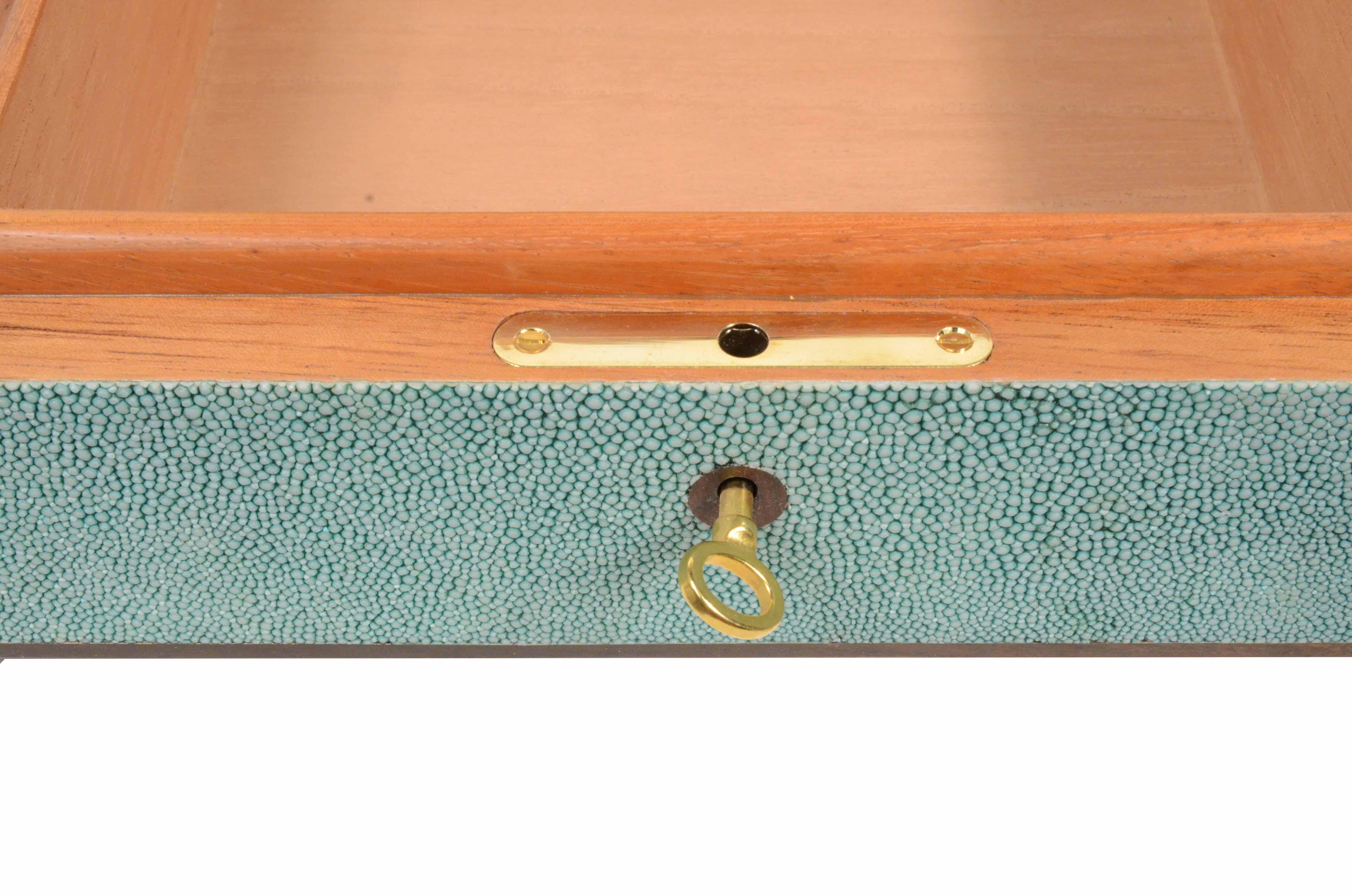 Precious cigar box set  galuchat-coated teak and ebony from 1970s For Sale 9