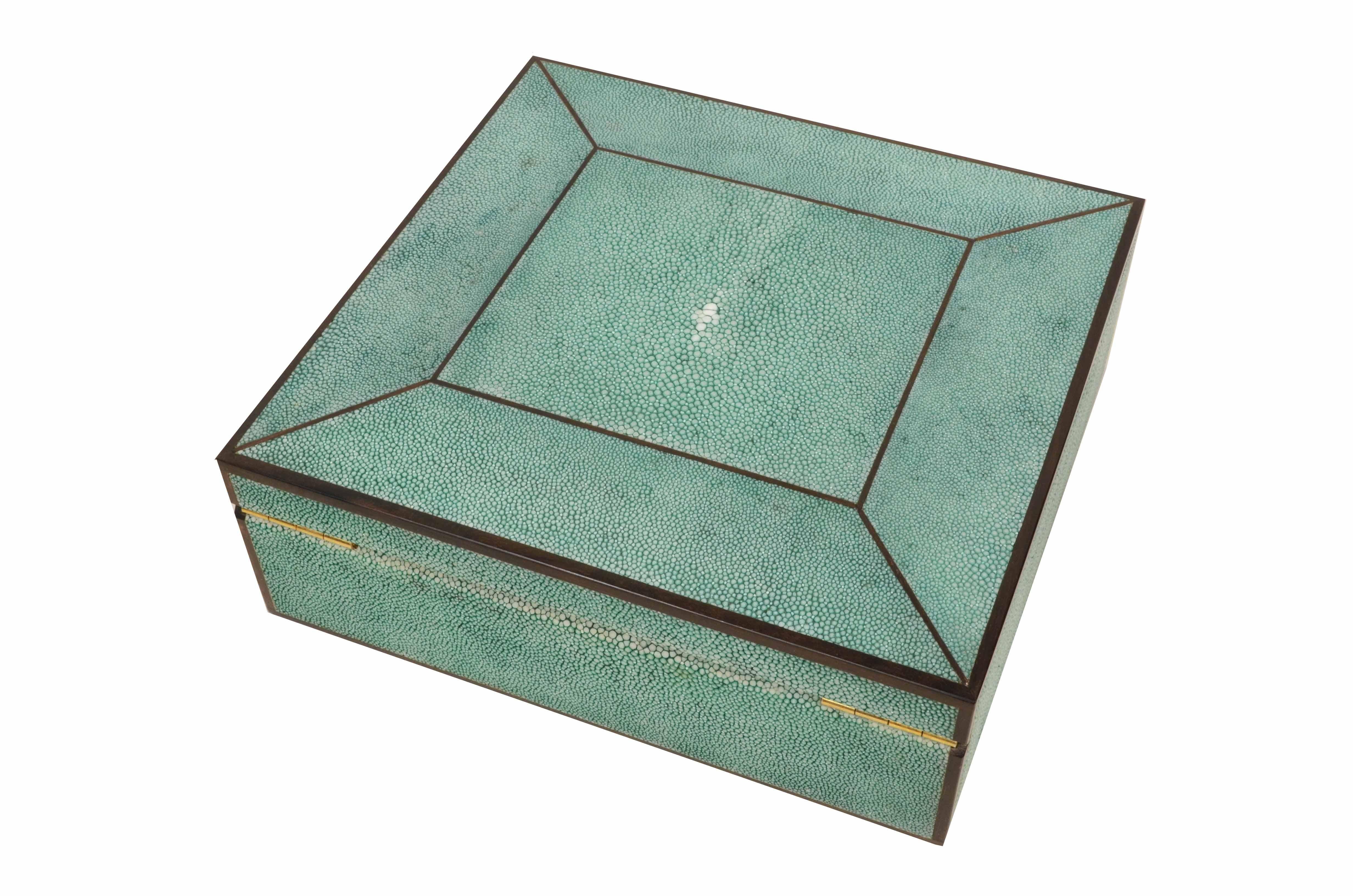 Shagreen Precious cigar box set  galuchat-coated teak and ebony from 1970s For Sale